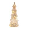 Brad de Crăciun din sticlă iluminat, lumină de masă, figurine brad de Crăciun luminoase pentru Crăciun, piesă centrală pentru petrecere acasă, decor de masă/manta