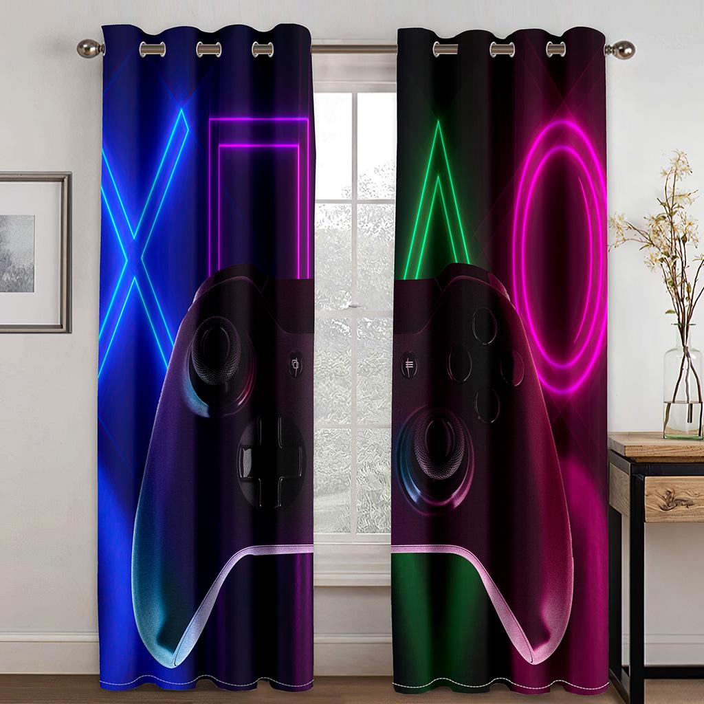 3D Print Video Game Controller Gamer Polyester Window Curtains for Bedroom Living Room Home Decor Thin Shading