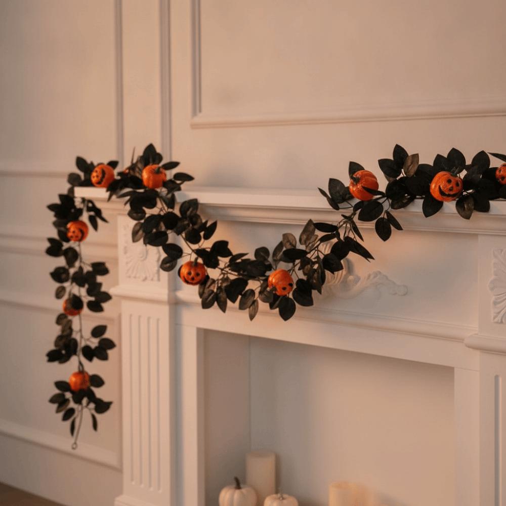 Reusable Artificial Black Rose Vine Flexible Spooky Gothic Wreath  Staircase Handrail