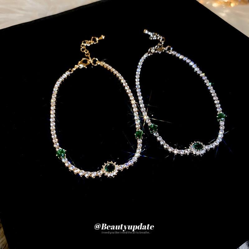 Palace Style Super Flash Sea Blue Full Diamond Bracelet New Exquisite Fashion Bracelet French Light Luxury High-end Jewelry