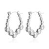 European and American Fashion Irregular U-shaped Bead Stainless Steel Earrings, High-end Trend Women's 18K-plated Earrings
