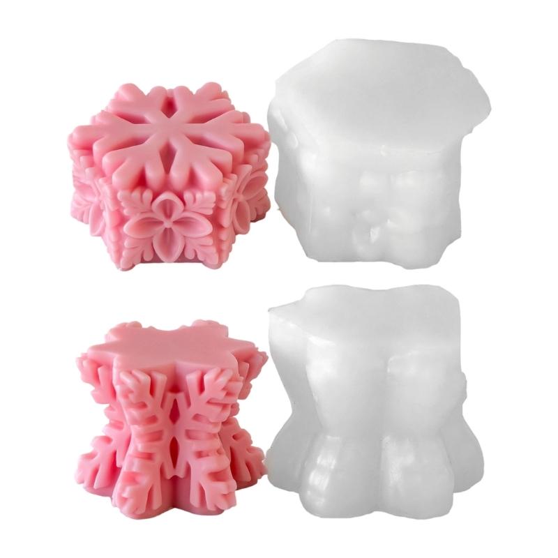 Snowflake Pillar Candle Mould Silicone Molds Ornament Molds Castings Molds Christmas Plasters Molds Craft Supplies