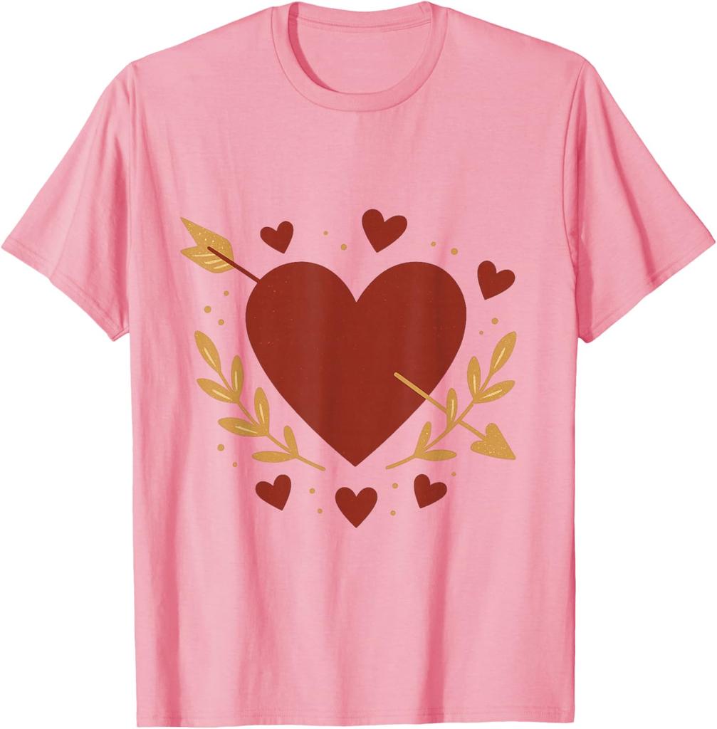 Cupid Arrow Heart Print Casual Men's Cotton Graphic Tee Daily Short Sleeve T-Shirt