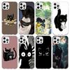 Cartoon Cute Black Cat Phone Case For iPhone 17 Air 16 15 Pro Max 14 Plus 13 Mini 12 11 Cover 7 8 SE Silicone Shell Print Fundas
