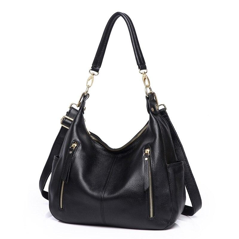 Zency Soft Genuine Leather Handbag High Quality Large Capacity Women's Hobos Shoulder Bags Elegant Classic Female Crossbody Bags