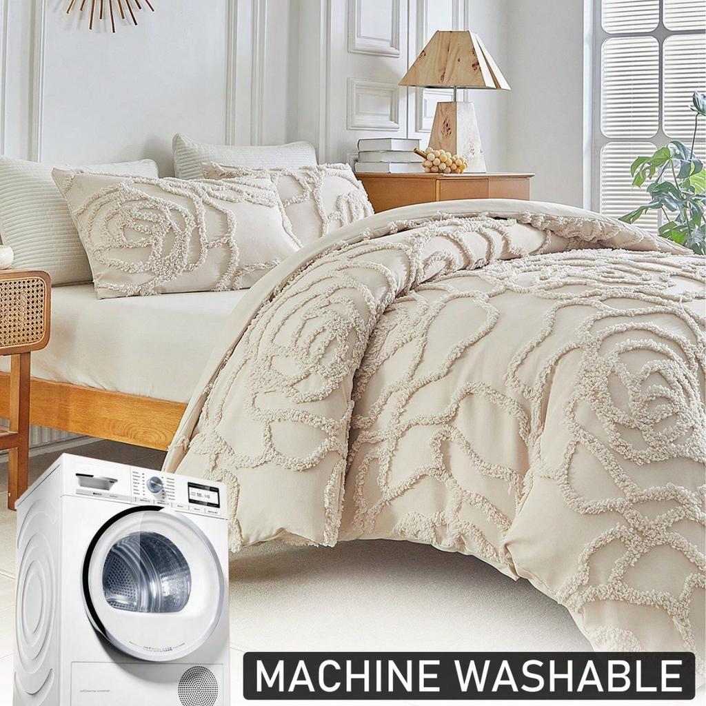 3D Rozenbloemen Getuft Dekbedovertrek Set Hoge Kwaliteit Microvezel Beddengoed Set King Queen Maat Zacht Luxe Dekbedhoes Kussenslopen