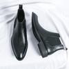 Fashion Brown Chelsea Boots Men Business Black Round Toe Zipper Slip-On Solid Men's Formal Boots  Size 38-45