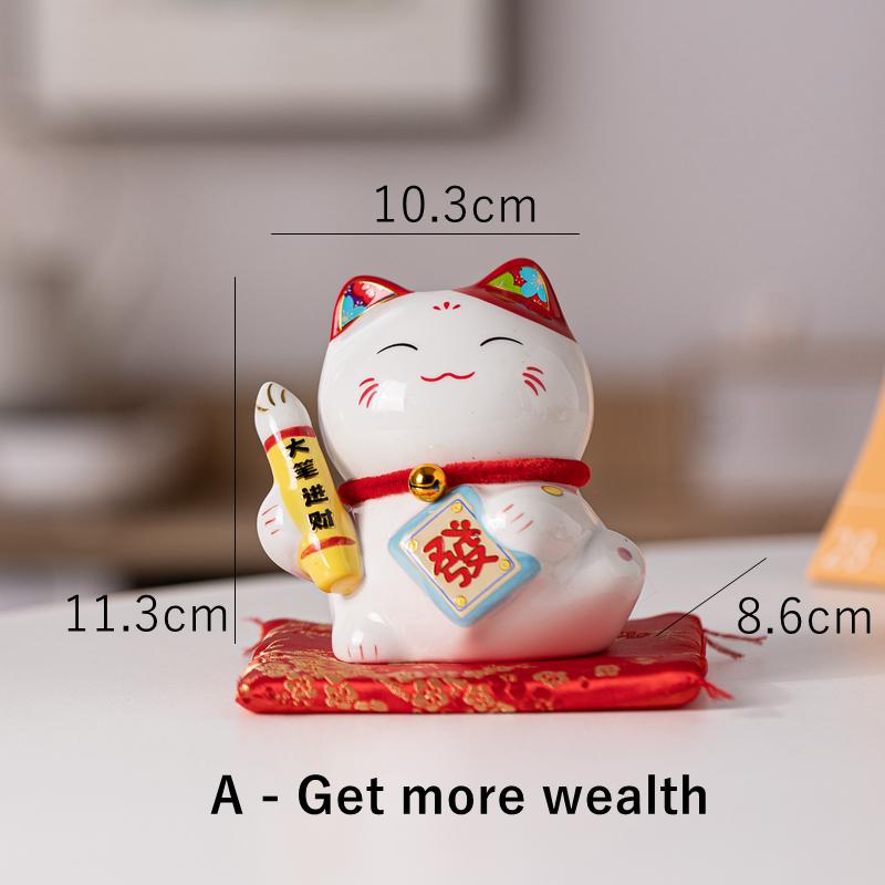 4,2 Zoll Maneki Neko-Ornament aus Keramik, Glückskatze, Tafelaufsatz, Maskottchen-Figur, Spardose, Segen, Glückskatze, Heimdekoration, Geschenk
