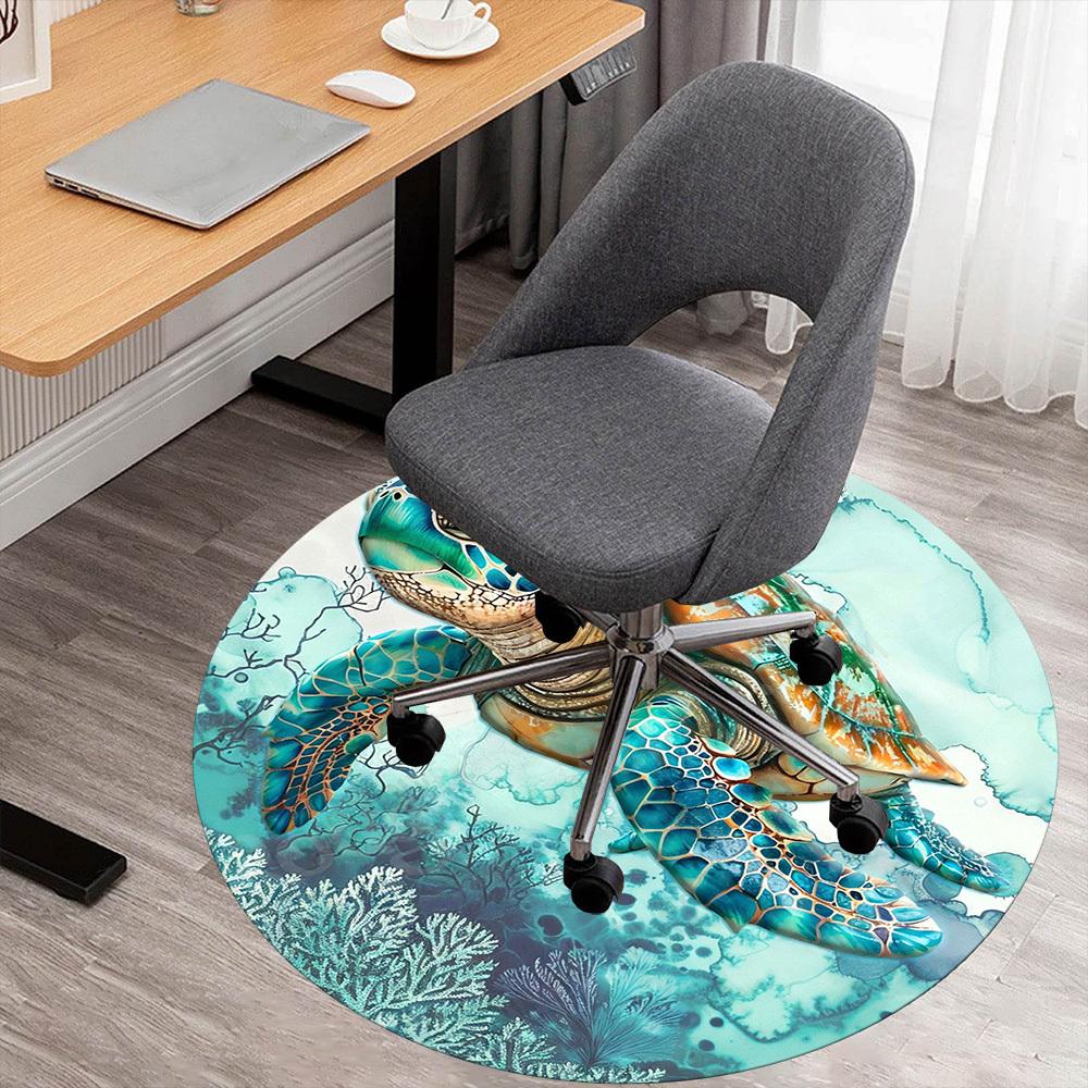 1PC Turtle Sea Office Round Area Rug, Under Office Chairs Bedroom Living Room Home Decor, Carpet for Office -1110028