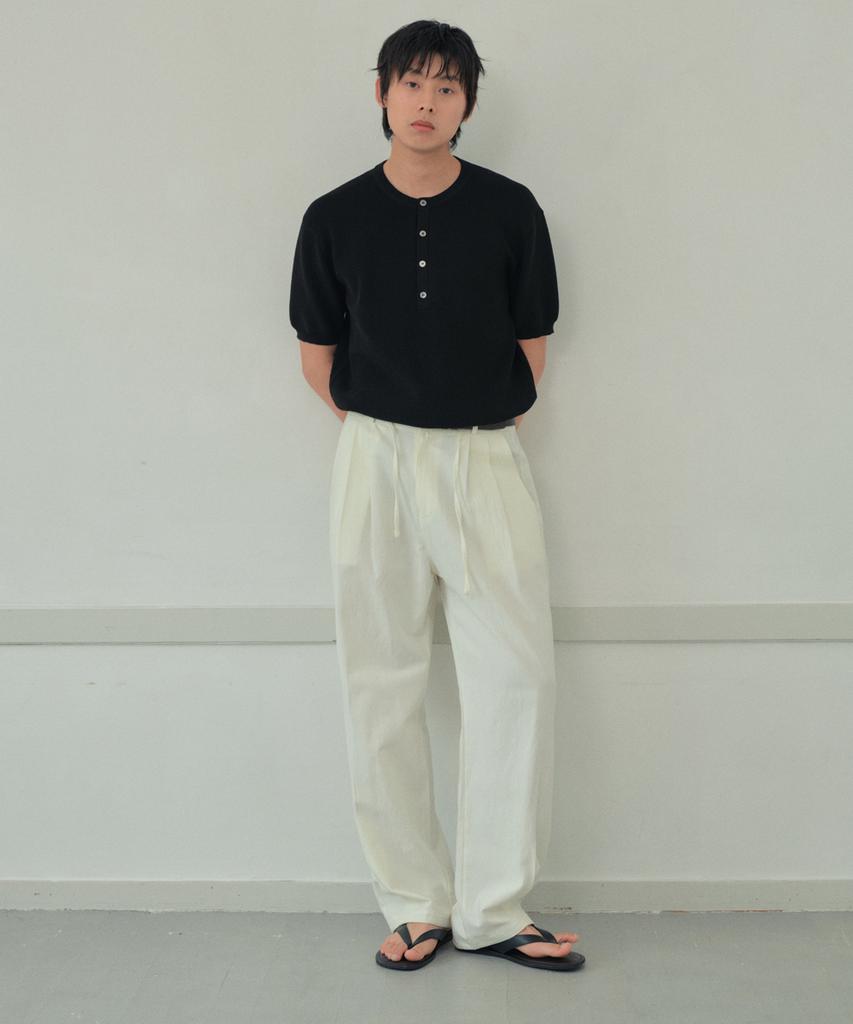 Wednesday Oasis Washable Minimal Henley Neck Half Knit_Black(Wc26Kn46)
