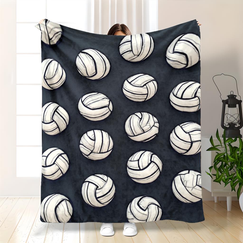 Volleyball-Themed Flannel Printed Blanket Suitable for All Seasons Suitable for Living Room Office Sofa and Travel