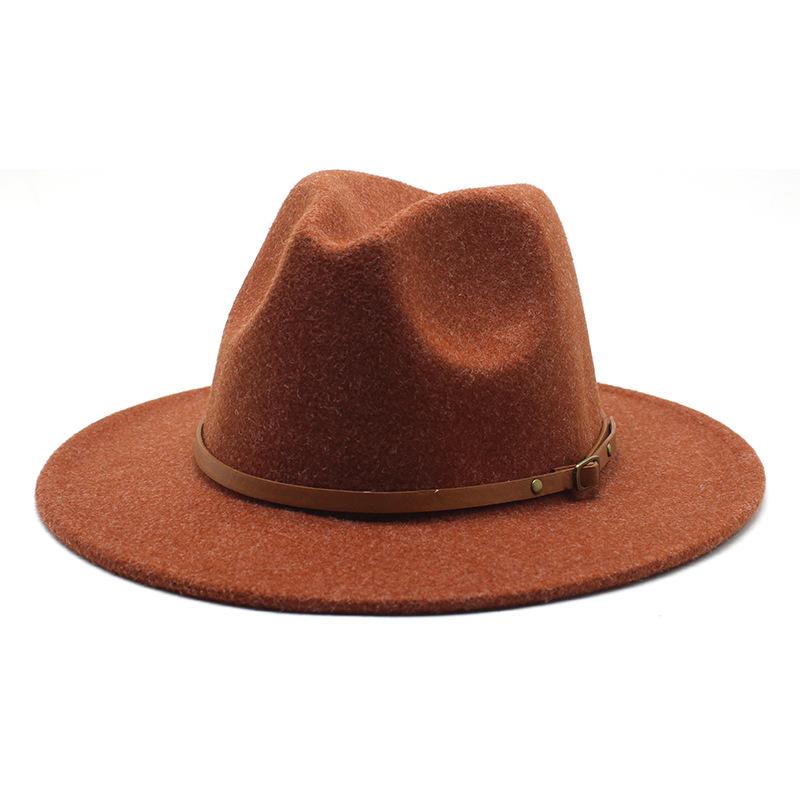 New fedora wool hat women's hat European and American fashion hat men's jazz hat woolen top hat