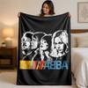 ABBA Print Flannel Blanket Cozy Warm Plush Throw Blanket For Bed Sofa Couch Indoor Household Use