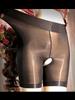 Sexy Women Oil Gloosy Elastic Briefs Underwear Safe Bottom Wear Sexy Sheer See Through Maid Tights Open Crotch Plus Size