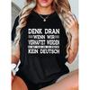 Women's Plus Size German Letter Print Tee Crew Neck Short Sleeve Casual Summer Top