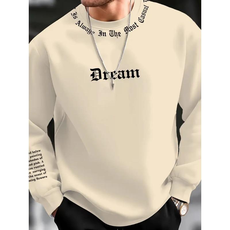 The New Men's Round-neck Hoodie for Spring and Autumn Features a Casual and Comfortable 3D Letter Print On the Street