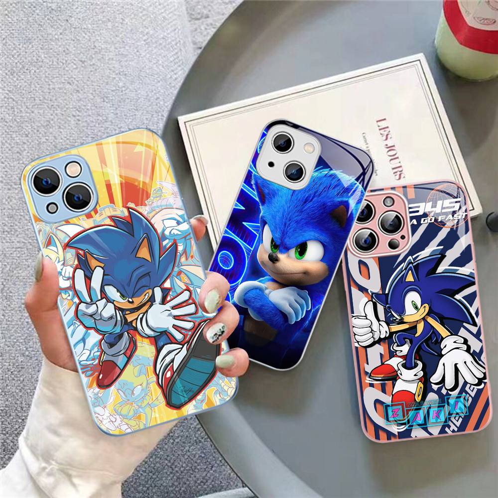 Game Sonic Movie Anime Tempered Glass For Iphone 14 13 12 11 Pro Mini XS MAX 14Plus X XS XR Fundas