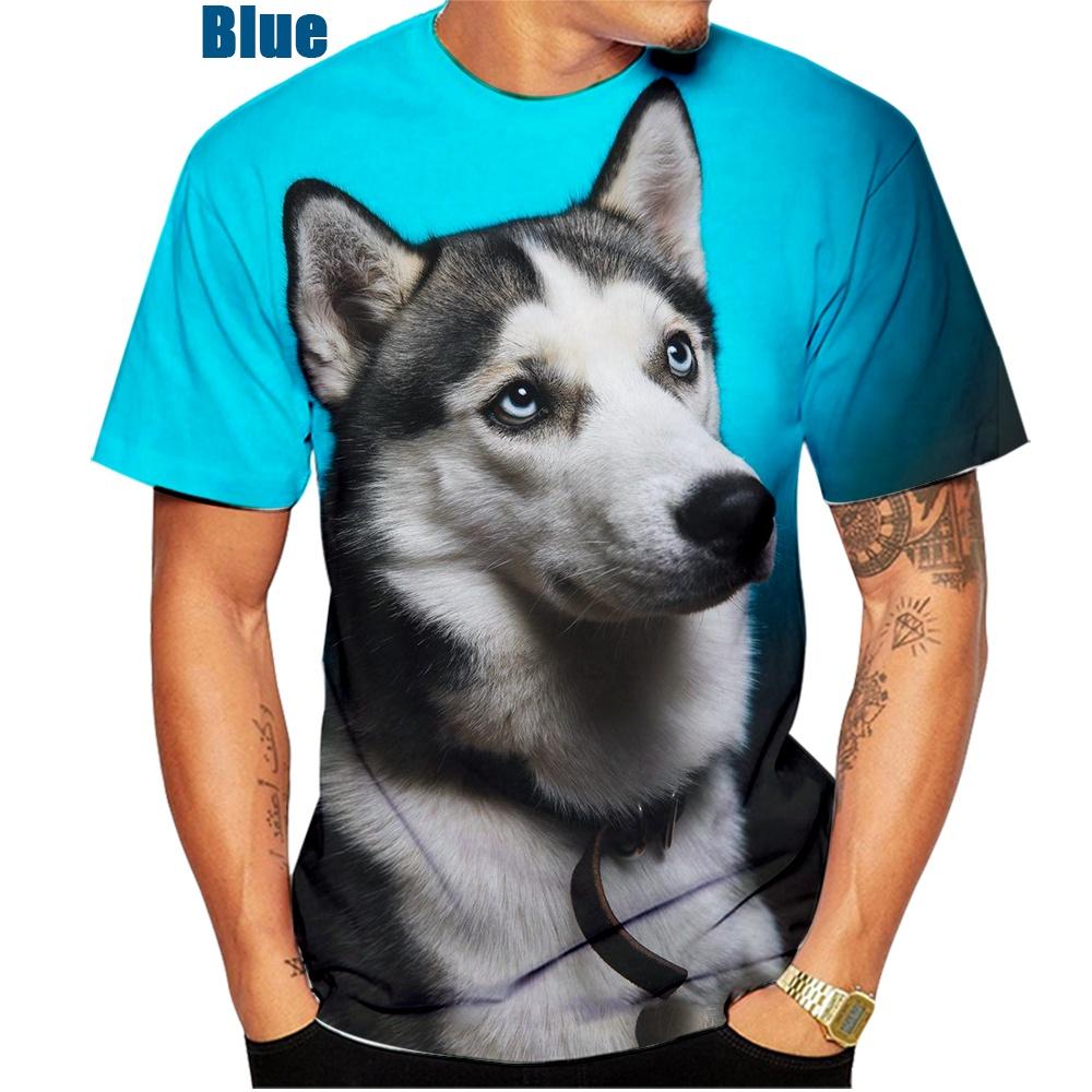Summer New Fashion 3D T-shirt Animal Siberian Husky Funny Personality Creative Summer O-neck T-shirt