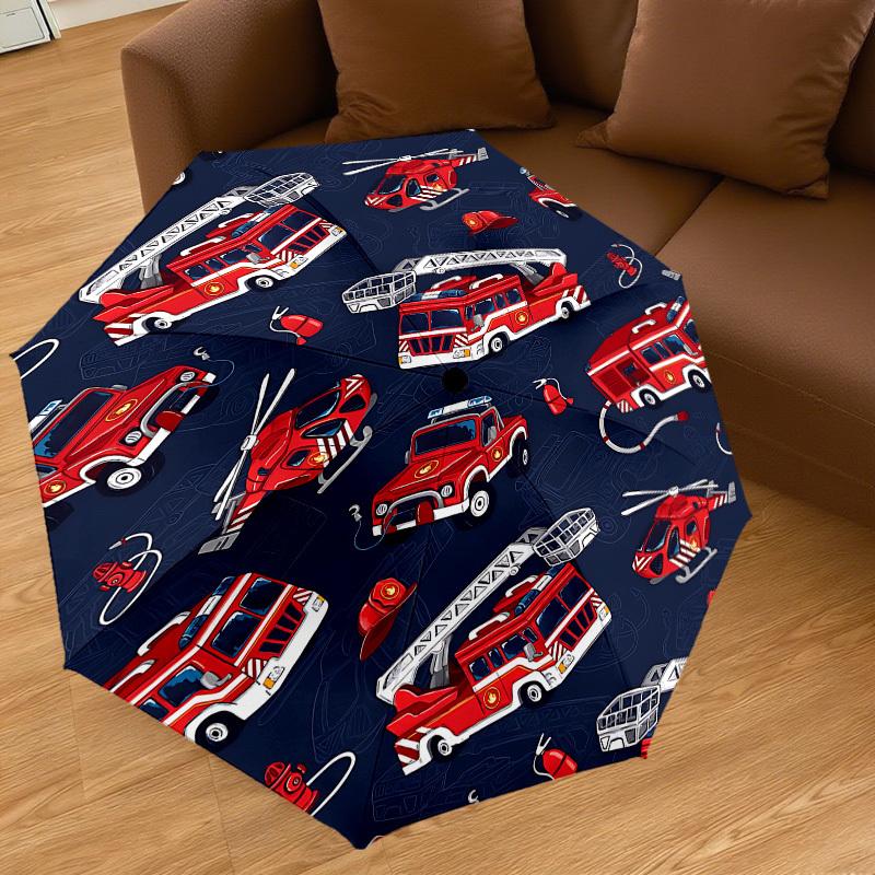 1PC Firetruck Fire hydrantAutomatic Open/Close Umbrella with Windproof, 8-Rib Sturdy Canopy, Durable Ribs, Fashionable Design, Outdoor Accessory, Fun