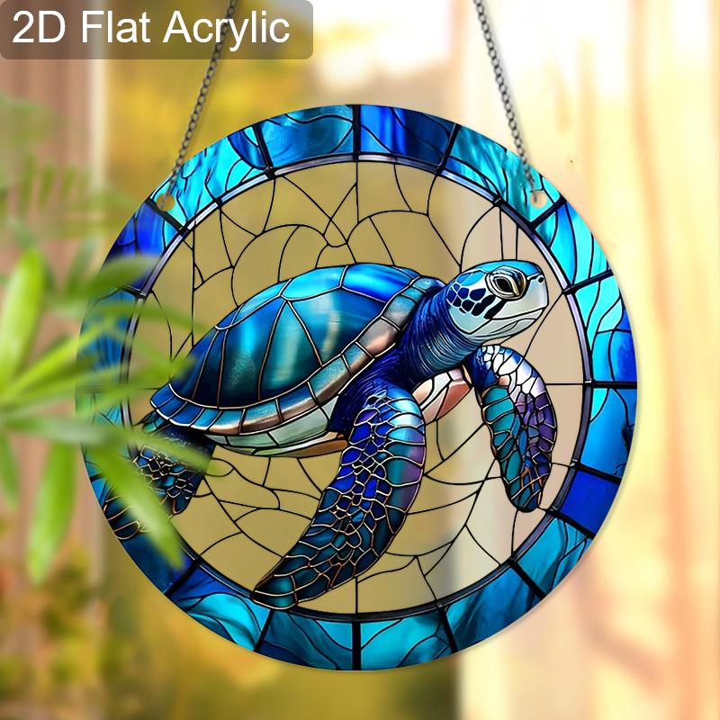 Acrylic Sea Turtle Suncatcher Stained Glass Effect Window Hanging Ornament Turtle Lover Gifts