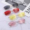 Men Women Clear Lens Glasses Metal Material Sun Eyeglasses Vintage Rectangle Sunglasses Brand Style Shades Small Oval Shape Women's Sunglasses