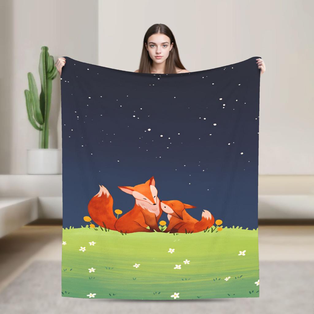Süße Fuchs-Decke Superweich Kuscheldecke Winter Erwachsene Kind Stuhl Sofa Bett Flugzeug Reise Bettüberwurf