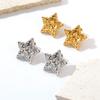 Fashion French Retro Style Five-pointed Star Stainless Steel Earrings, High-end Women's Light Luxury 18K Earrings