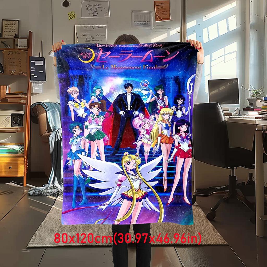 Japanese Anime Cute Cartoon Theme Sailor Moon Tsukino Usagi Blanket Suitable for Home Beds, Sofa Covers, Office Nap, Outdoor Warm Blankets O15