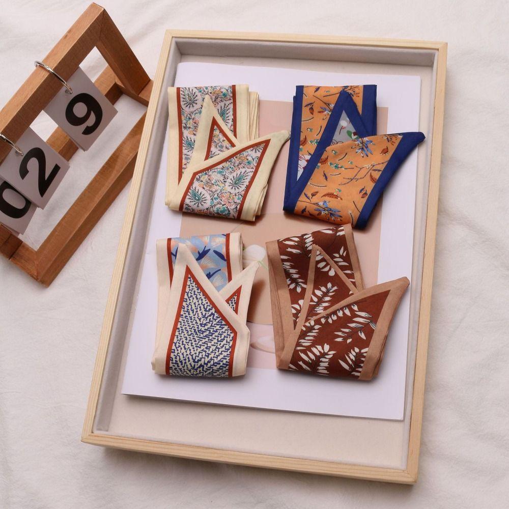 Luxury Floral Silk Scarf Long Hair Band Fashion Neck Strap