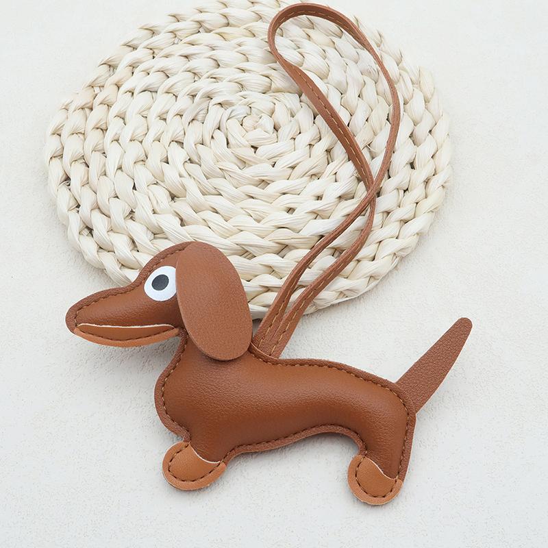 Meerdere kleuren Klassieke leren puppyhond sleutelhanger hanger Mooie teckel tas hanger Telefoon hanger Sieraden sleutelhanger Accessoires