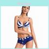 Premium Quality 2 Pcs Summer Ladies Push Up Swimwear Stripe Bikini Set For Women