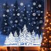 Snowflake Window Clings for Glass White Winter Forest Static Sticker, Waterproof PVC Snow Scene Large Floor To Ceiling Decals Wall Decal, Silhouette
