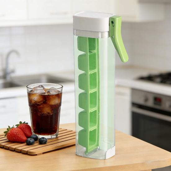 One-Hand Press Ice Cube Tray with Lid Food-Grade Mold for Freezer Easy-Release Leak-Proof Space-Saving Ice Maker for Home Party