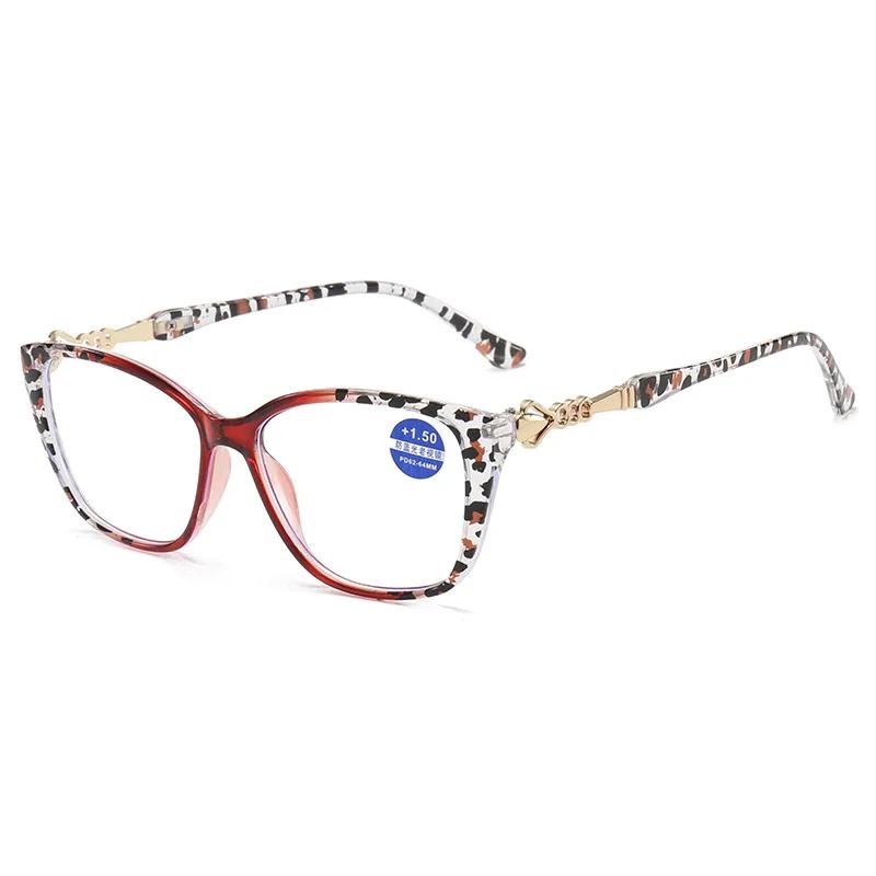 Durable Hinge +1.0 To +4.0 Reading Glasses Leopard Print Anti Blue Light Metal Frame Presbyopia Glasses