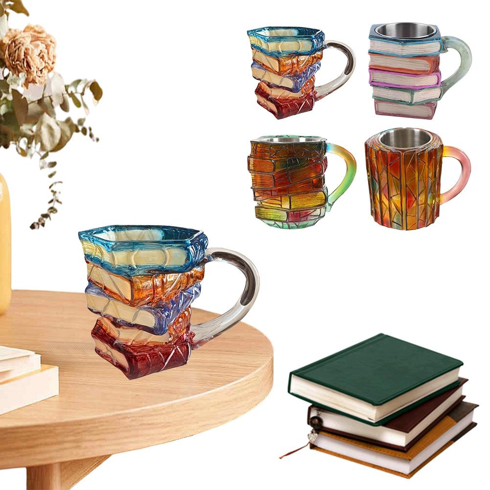 Books Drinking Container Wear Resist Unique Handmade Drink Cup Creative Book-Shaped Drinkware for Beer Wine Juice Tea Coffee