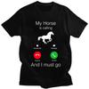 Mein Pferd ruft und ich muss gehen Geburtstags-Neuheit Lustige Grafik T-Shirts Damen Herren Mode Oberteile Lässiges Oversize T-Shirt