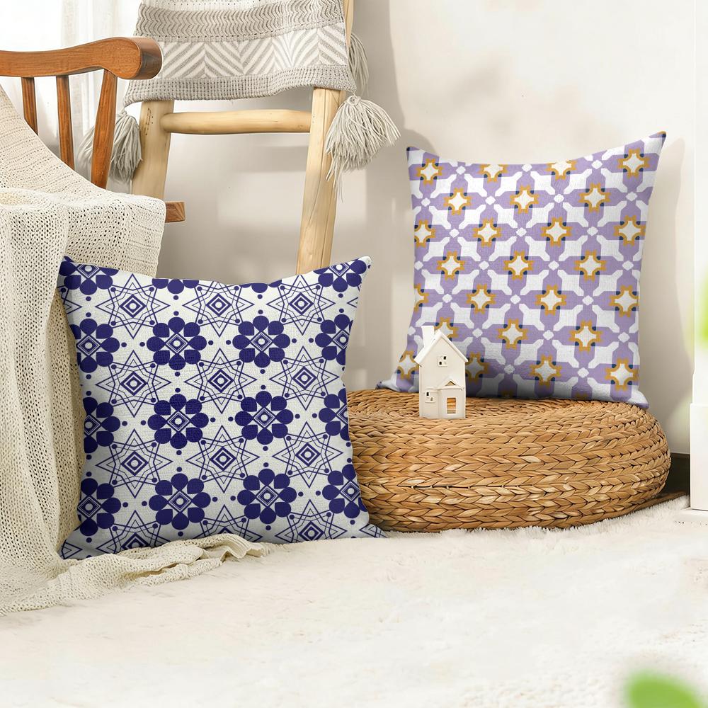 Abstract Houndstooth Pattern Cushion Cover Natural Linen Organic Fabric DoubleSided Printing Sofa Home Decor Gift Pillow Cover