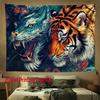 Wildes Drachen- und Tiger-Muster Digitale Druck Polyester Wandteppich geeignet für den Einsatz in Wohnzimmern Schlafzimmern Büros Bars Partys
