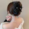 Elegant Love Mesh Rhinestone Bow Hair Grasp Clip Sided Shark Hairpin Princess Korean Hair Accessories for Women