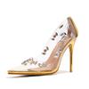 Eilyken Sexy Crystal Diamond PVC Transparent Thin Heels Women Pumps Sandals Prom Ladies Shoes