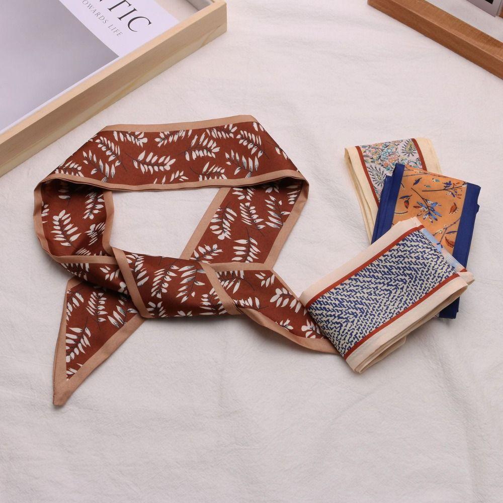 Luxury Floral Silk Scarf Flower Pattern Hair Band New Neck Strap