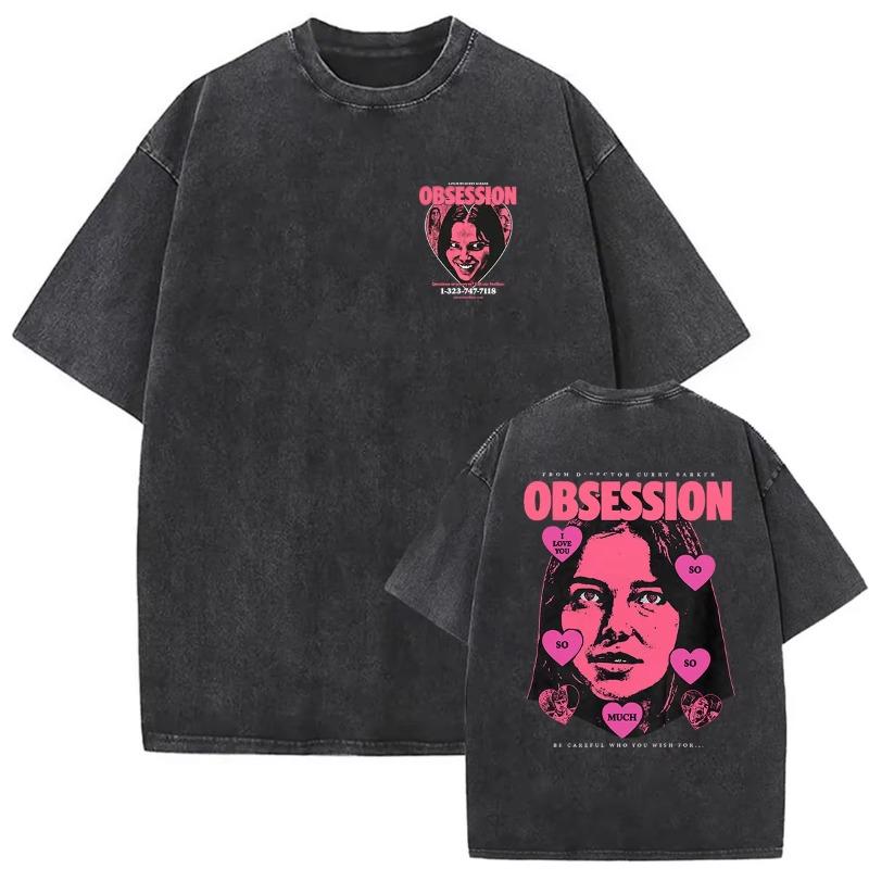 Vintage Gewassen Obsession Horrorfilm 2026 Grafisch T-shirt Mannen Vrouwen Mode Oversized T-shirts Klassieke Gotische Kleding T-shirt
