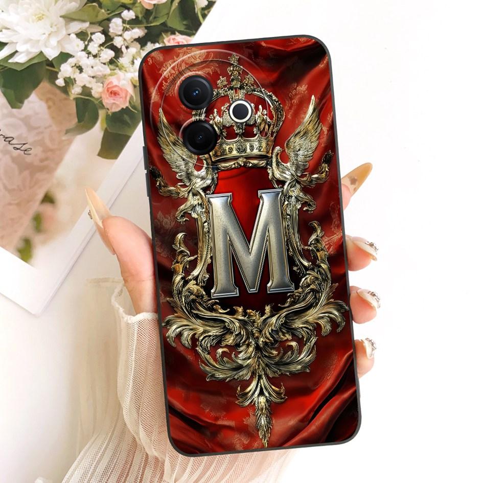 For Vivo Y39 Case Retro Initial Letter Crown Cover Soft Silicone Shockproof Phone Case For VivoY39 Y300i V2443 V2436 V2444A Capa