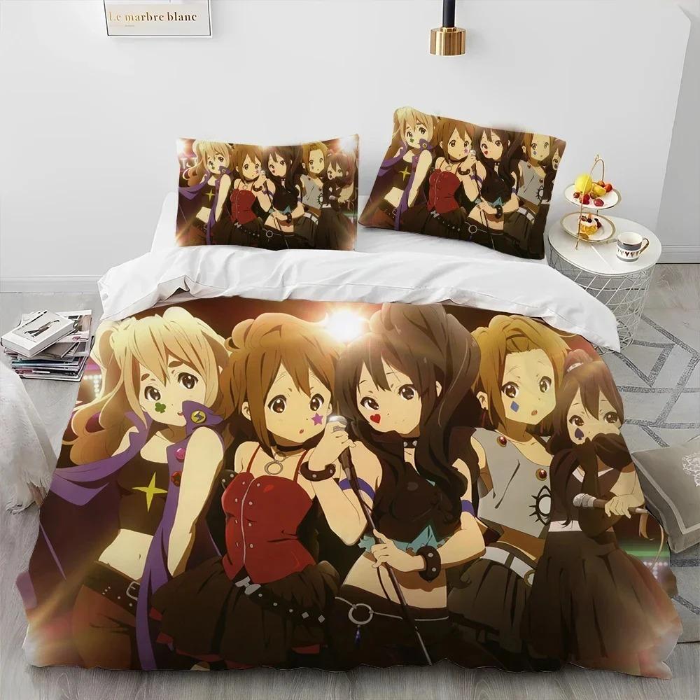 K-ON Kawai Young Girls Anime Beding Set For Bedrom Soft Modern Bedspreads Comefortable Children Kids Soft Duvet Cover Comfortable Quilt Cover And