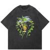 Streetwear Funny Graphic T-Shirt Cotton Washed Black Tshirt Unisex Tops Tees Summer Short Sleeves T Shirt