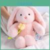 Cartoon Rabbit Plush Doll With Flower Embellishments For Romantic Gift