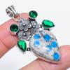 Natural K2 Blue Azurite, Diopside 925 Sterling Silver Jewelry Pendant 2.13" S1v32