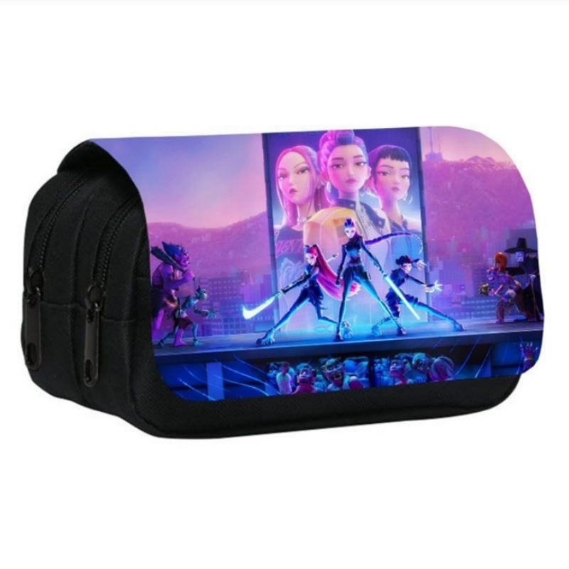 Kpop DHunter Student Etui Grote Meerlaagse Pennentas voor Meisjes School Pennentas Cartoon Demon Pennendoos Pennenhouder Etui