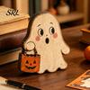 Unique Holiday Gifts for Friends Halloween Haunted House/Cute Ghost Wooden Table Ornaments, Rustic Farmhouse Tiered Tray Wood Decoration Decor,
