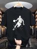 T-shirt da Uomo con Stampa Geometrica da Basket - Tessuto a Maglia, Comodo Top Sportivo Streetwear per l'Uso Estivo all'Aperto